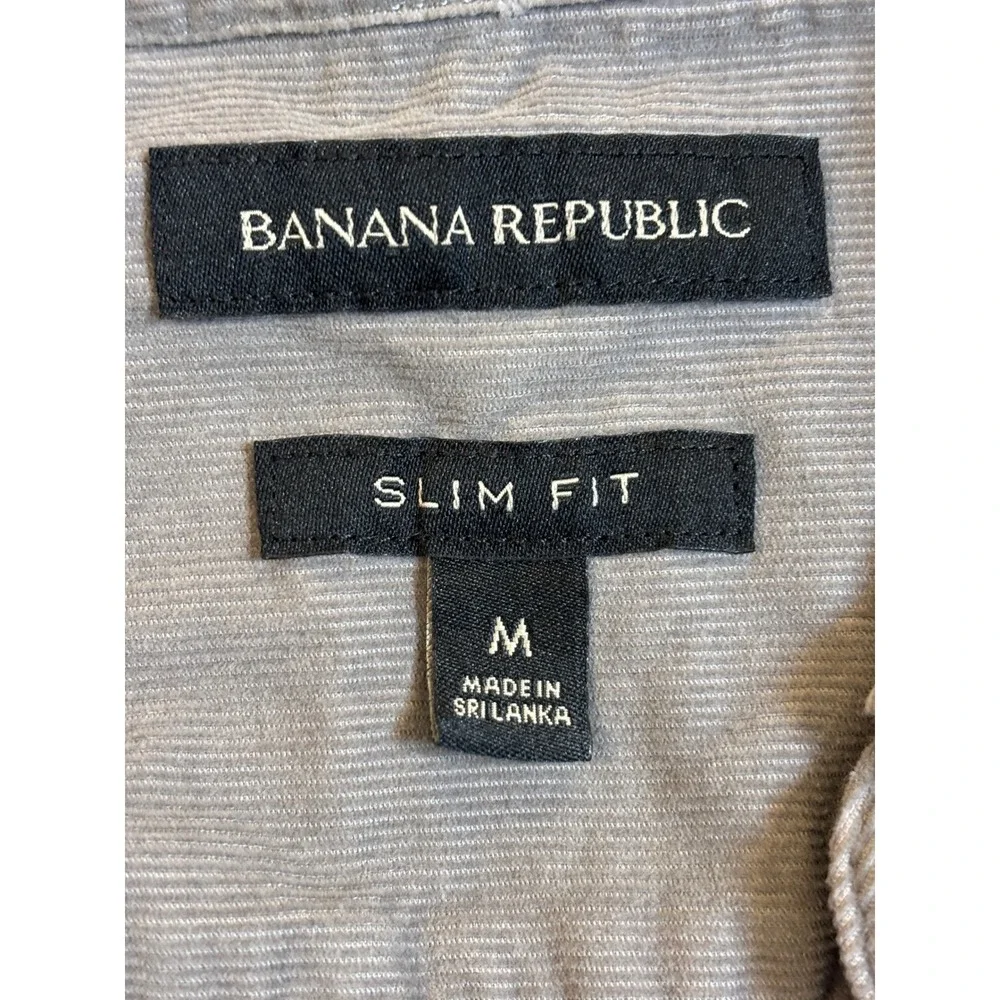 Banana Republic Mens Slim Fit Corduroy Button Down Shirt Grey Size M Long Sleeve
